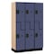 Salsbury Industries Wardrobe Locker, 45" W, 18" D, 76" H, (3) Wide, (6) Openings, Blue 27368BLU - alternate 1